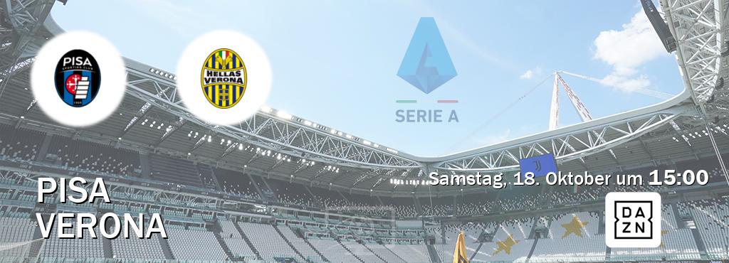 Das Spiel zwischen Pisa und Verona wird am Samstag, 18. Oktober um  15:00, live vom DAZN übertragen.