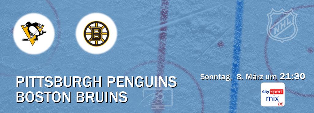 Das Spiel zwischen Pittsburgh Penguins und Boston Bruins wird am Sonntag, 8. März um 21:30, live vom Sky Sport Mix übertragen. Das Spiel zwischen Pittsburgh Penguins und Boston Bruins wird am Sonntag, 8. März um 21:30, live vom Sky Sport Mix übertragen.