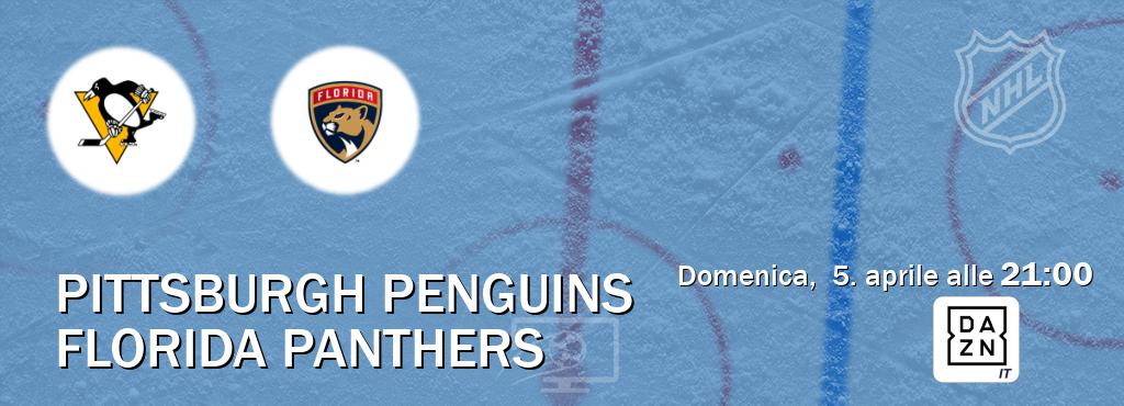 Il match Pittsburgh Penguins - Florida Panthers sarà trasmesso in diretta TV su DAZN Italia (ore 21:00)