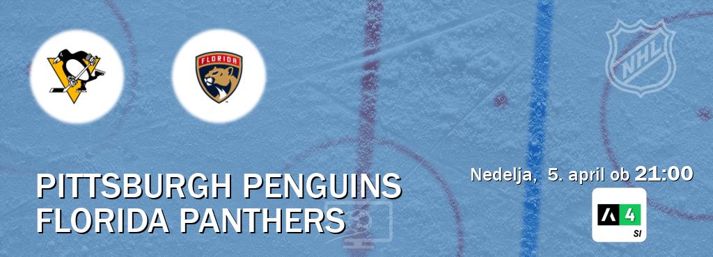 Prenos tekme med Pittsburgh Penguins in Florida Panthers v živo na Arena Sport 4 (nedelja,  5. april ob  21:00 uri).