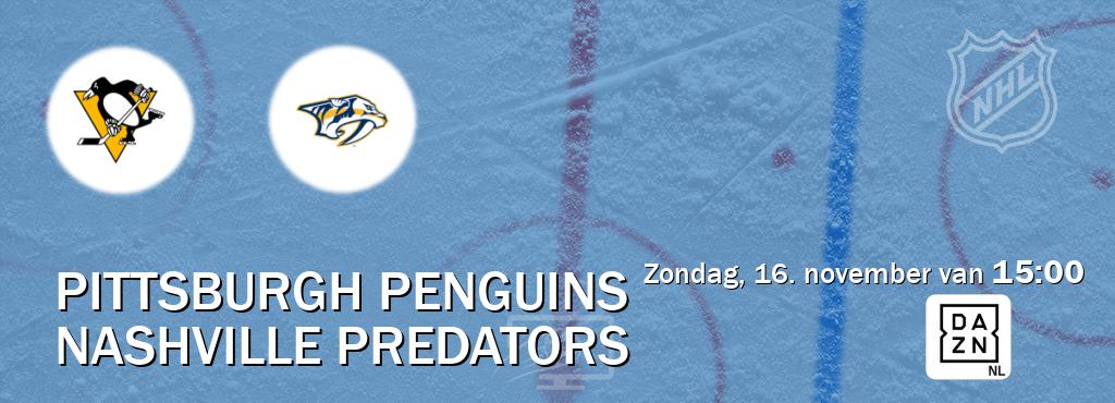 Wedstrijd tussen Pittsburgh Penguins en Nashville Predators live op tv bij DAZN (zondag, 16. november van 15:00). Wedstrijd tussen Pittsburgh Penguins en Nashville Predators live op tv bij DAZN (zondag, 16. november van 15:00).