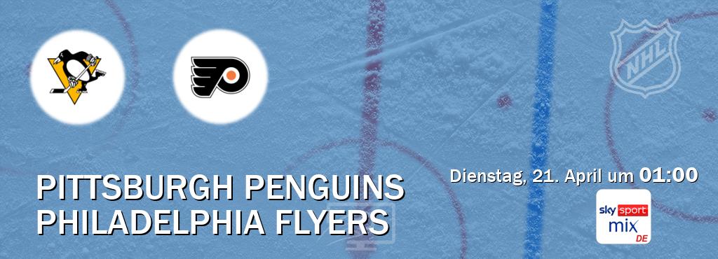 Das Spiel zwischen Pittsburgh Penguins und Philadelphia Flyers wird am Dienstag, 21. April um  01:00, live vom Sky Sport Mix übertragen.