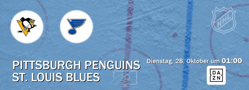 Das Spiel zwischen Pittsburgh Penguins und St. Louis Blues wird am Dienstag, 28. Oktober um 01:00, live vom DAZN übertragen. Das Spiel zwischen Pittsburgh Penguins und St. Louis Blues wird am Dienstag, 28. Oktober um 01:00, live vom DAZN übertragen.