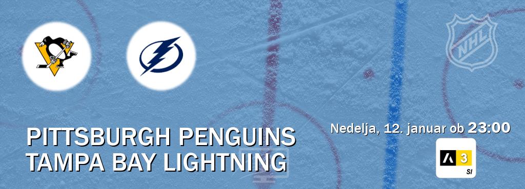 Pittsburgh Penguins in Tampa Bay Lightning v živo na Arena Sport 3. Prenos tekme bo v nedelja, 12. januar ob  23:00