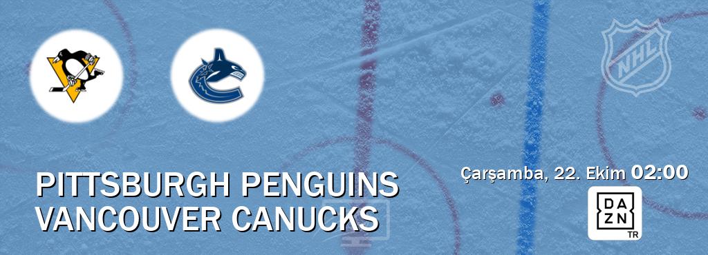 Karşılaşma Pittsburgh Penguins - Vancouver Canucks DAZN'den canlı yayınlanacak (Çarşamba, 22. Ekim 02:00). Karşılaşma Pittsburgh Penguins - Vancouver Canucks DAZN'den canlı yayınlanacak (Çarşamba, 22. Ekim 02:00).