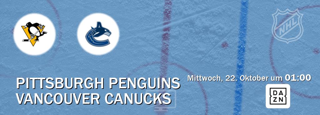 Das Spiel zwischen Pittsburgh Penguins und Vancouver Canucks wird am Mittwoch, 22. Oktober um 01:00, live vom DAZN übertragen. Das Spiel zwischen Pittsburgh Penguins und Vancouver Canucks wird am Mittwoch, 22. Oktober um 01:00, live vom DAZN übertragen.