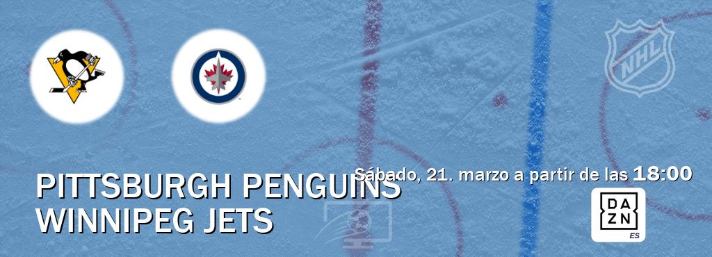 El partido entre Pittsburgh Penguins y Winnipeg Jets será retransmitido por DAZN España (sábado, 21. marzo a partir de las  18:00).