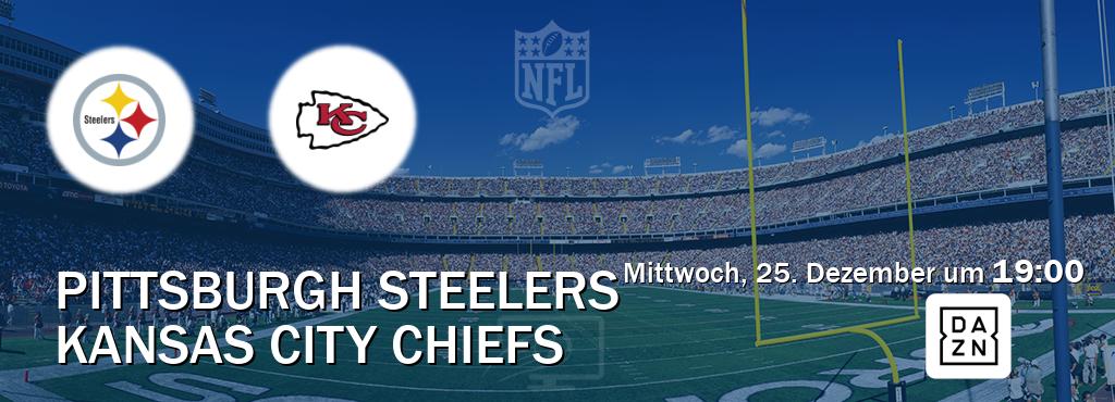 Das Spiel zwischen Pittsburgh Steelers und Kansas City Chiefs wird am Mittwoch, 25. Dezember um  19:00, live vom DAZN übertragen.