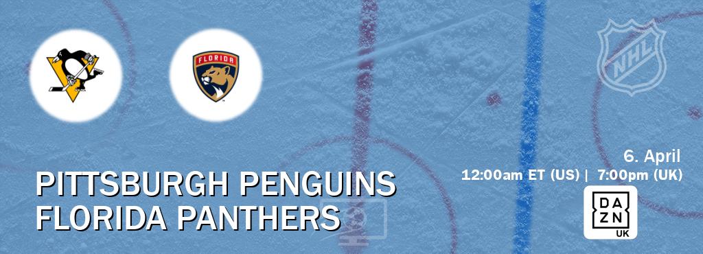 You can watch game live between Pittsburgh Penguins and Florida Panthers on DAZN UK(UK).