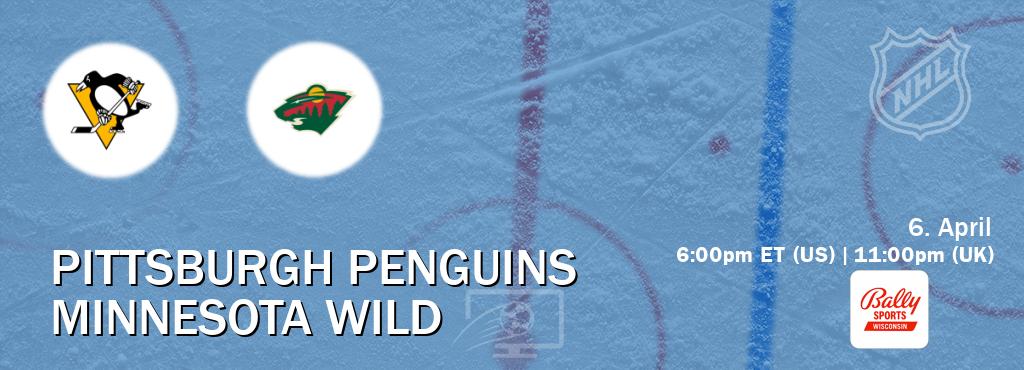 You can watch game live between Pittsburgh Penguins and Minnesota Wild on Bally Sports Wisconsin.