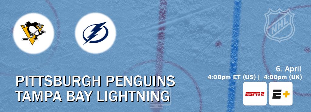 You can watch game live between Pittsburgh Penguins and Tampa Bay Lightning on ESPN2(AU) and ESPN+(US).
