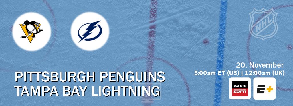 You can watch game live between Pittsburgh Penguins and Tampa Bay Lightning on WatchESPN(AU) and ESPN+(US).