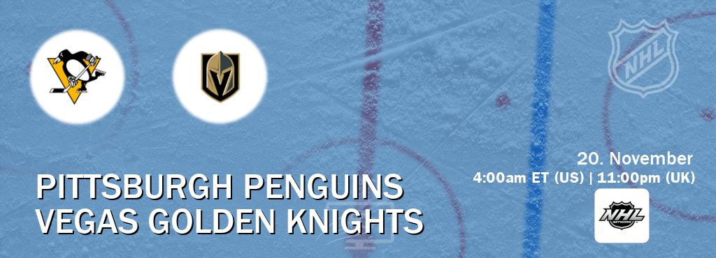 You can watch game live between Pittsburgh Penguins and Vegas Golden Knights on NHL Network(US).
