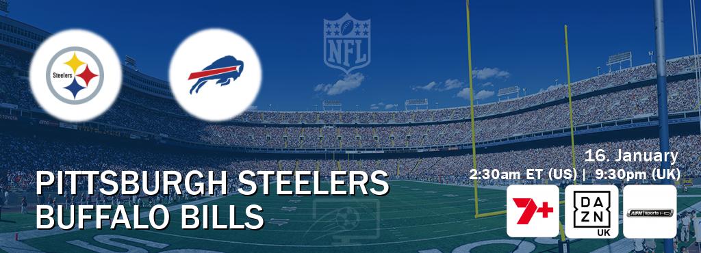 You can watch game live between Pittsburgh Steelers and Buffalo Bills on 7plus Sport(AU), DAZN UK(UK), AFN Sports(US).
