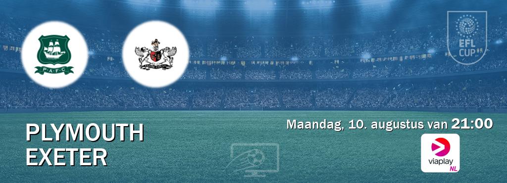 Wedstrijd tussen Plymouth en Exeter live op tv bij Viaplay Nederland (maandag, 10. augustus van 21:00). Wedstrijd tussen Plymouth en Exeter live op tv bij Viaplay Nederland (maandag, 10. augustus van 21:00).