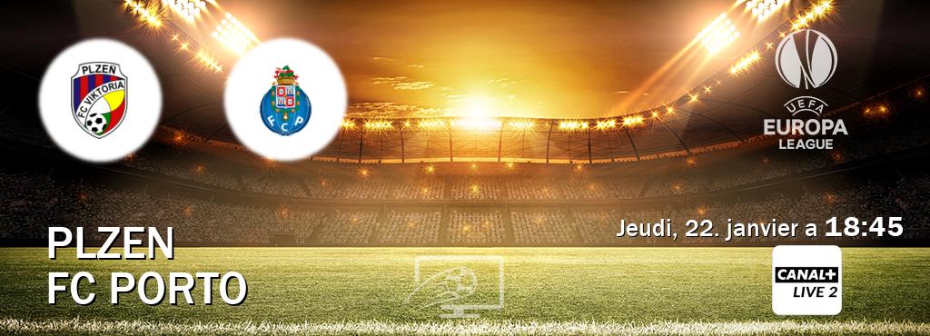 Match entre Plzen et FC Porto en direct à la Canal+ Live 2 (jeudi, 22. janvier a  18:45).