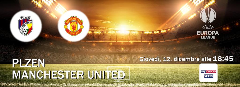 Il match Plzen - Manchester United sarà trasmesso in diretta TV su Sky Calcio 4 (ore 18:45)