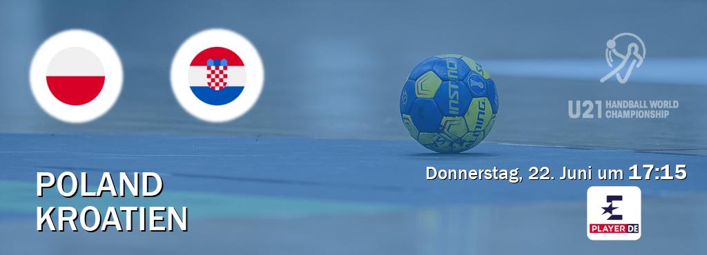 Das Spiel zwischen Poland U21 und Kroatien U21 wird am Donnerstag, 22. Juni um  17:15, live vom Eurosport Player DE übertragen.