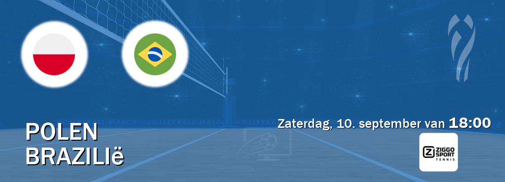 Wedstrijd tussen Polen en Brazilië live op tv bij Ziggo Sport Tennis (zaterdag, 10. september van  18:00).