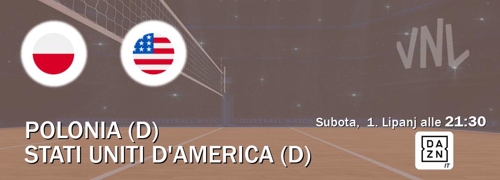 Il match Polonia (D) - Stati Uniti d'America (D) sarà trasmesso in diretta TV su DAZN Italia (ore 21:30)