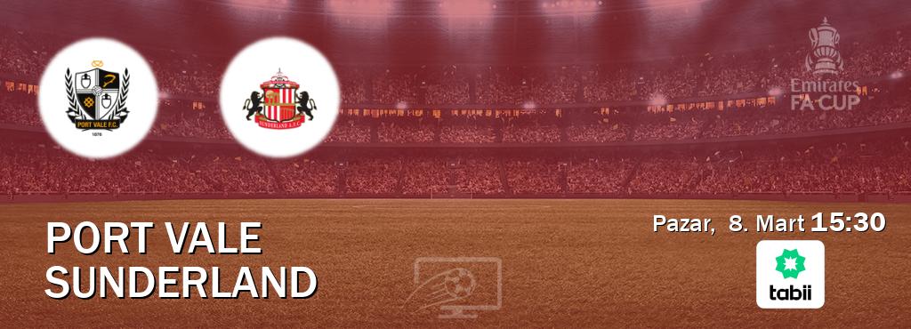 Karşılaşma Port Vale - Sunderland Tabii'den canlı yayınlanacak (Pazar, 8. Mart 15:30). Karşılaşma Port Vale - Sunderland Tabii'den canlı yayınlanacak (Pazar, 8. Mart 15:30).