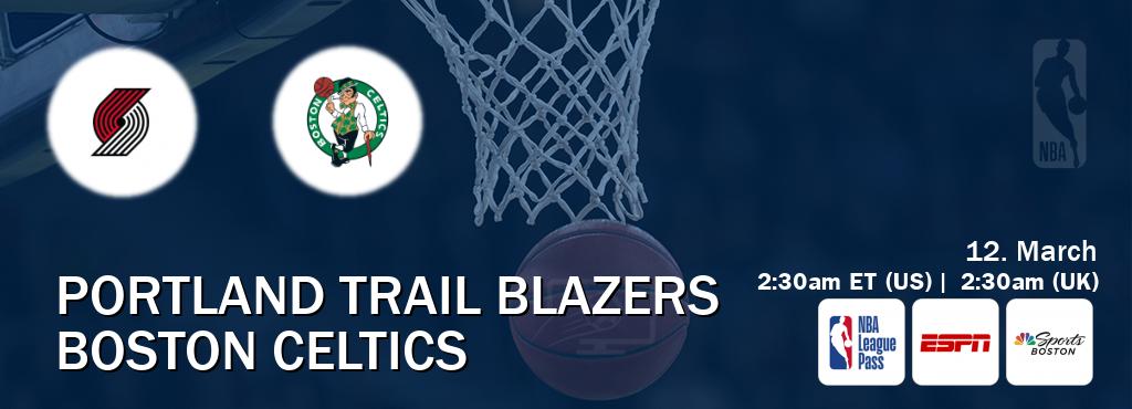 You can watch game live between Portland Trail Blazers and Boston Celtics on NBA League Pass, ESPN(AU), NBCS Boston(US).