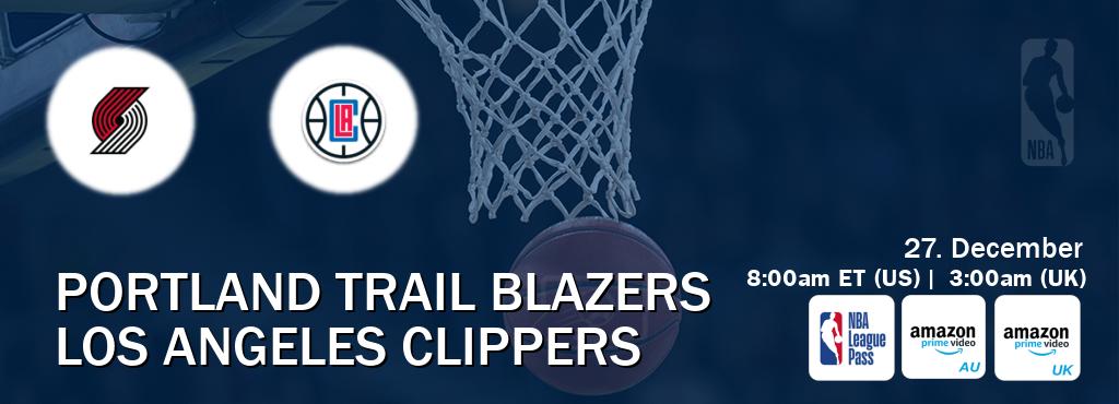 You can watch game live between Portland Trail Blazers and Los Angeles Clippers on NBA League Pass, Amazon Prime Australia(AU), Amazon Prime Video UK(UK). You can watch game live between Portland Trail Blazers and Los Angeles Clippers on NBA League Pass, Amazon Prime Australia(AU), Amazon Prime Video UK(UK).