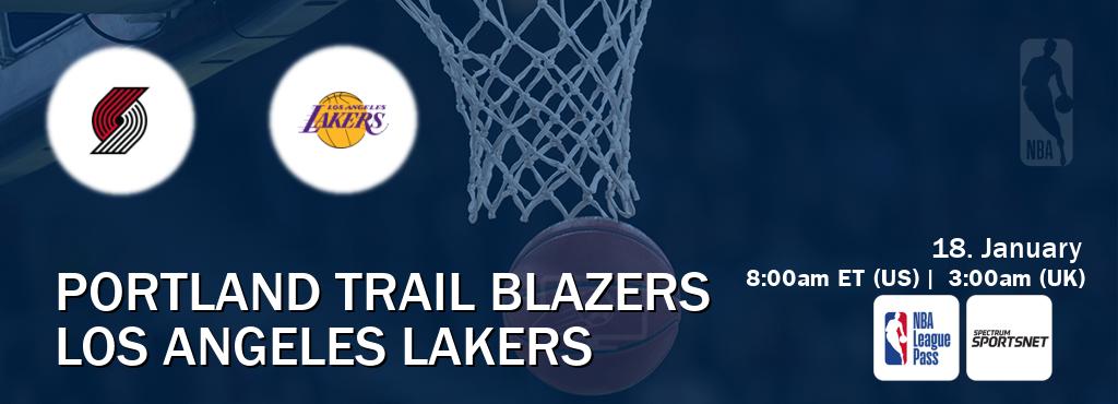 You can watch game live between Portland Trail Blazers and Los Angeles Lakers on NBA League Pass and Spectrum SportsNet(US).