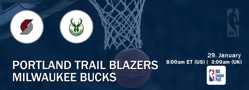 You can watch game live between Portland Trail Blazers and Milwaukee Bucks on NBA League Pass.