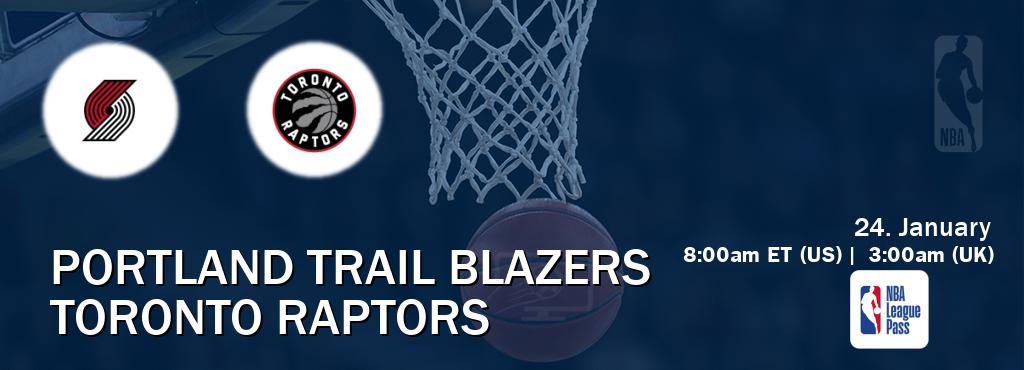 You can watch game live between Portland Trail Blazers and Toronto Raptors on NBA League Pass.
