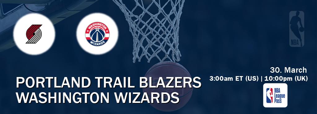 You can watch game live between Portland Trail Blazers and Washington Wizards on NBA League Pass.