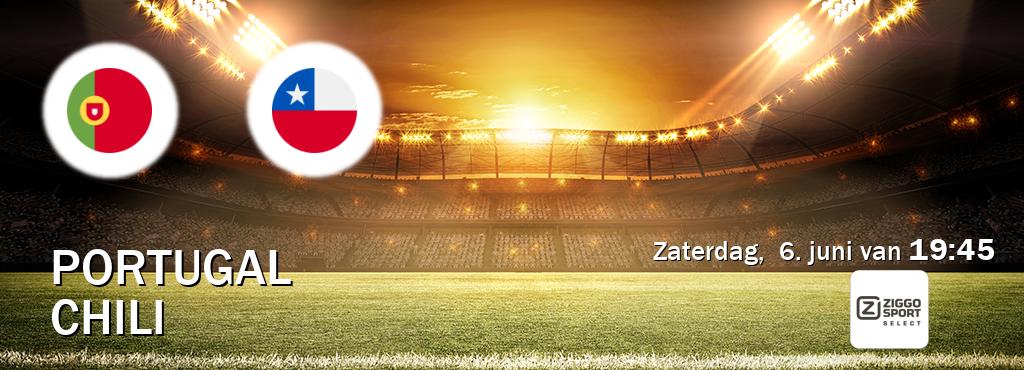 Wedstrijd tussen Portugal en Chili live op tv bij Ziggo Sport 2 (zaterdag,  6. juni van  19:45).