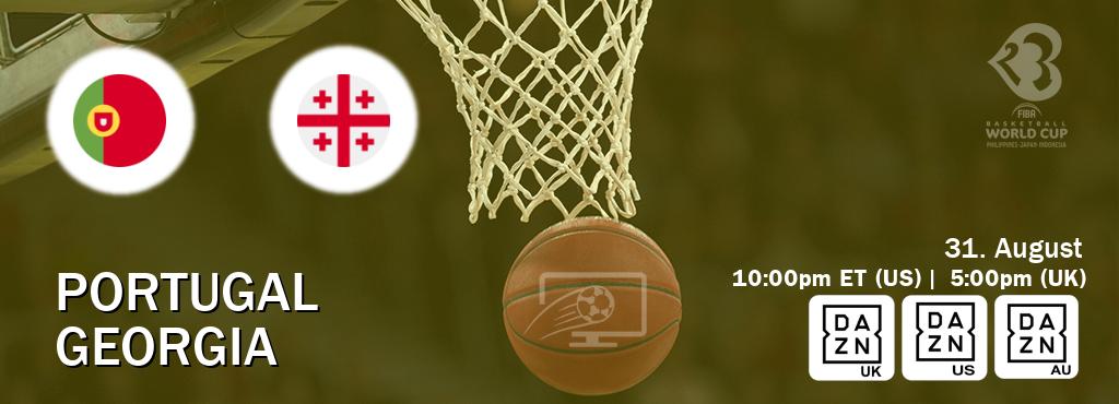 You can watch game live between Portugal and Georgia on DAZN UK(UK), DAZN(US), DAZN(AU).