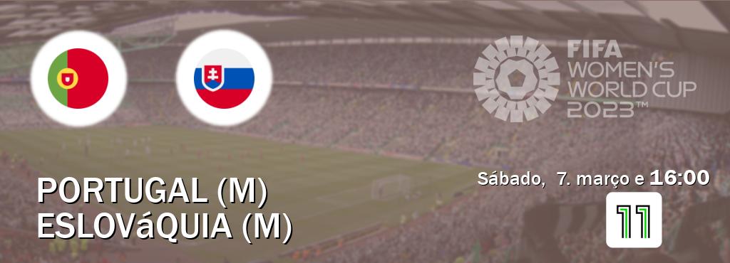Jogo entre Portugal (M) e Eslováquia (M) tem emissão Canal 11 (sábado,  7. março e  16:00).