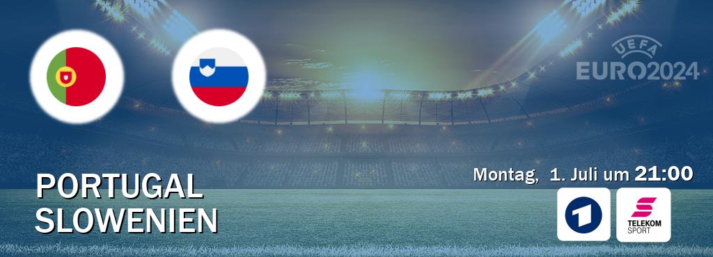 Das Spiel zwischen Portugal und Slowenien wird am Montag,  1. Juli um  21:00, live vom Das Erste und Magenta Sport übertragen.