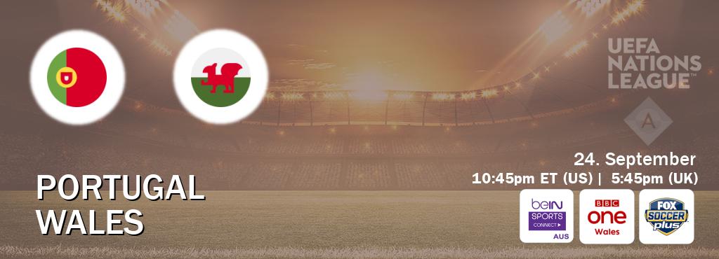 You can watch game live between Portugal and Wales on beIN Sports Connect(AU), BBC One Wales(UK), Fox Soccer Plus(US).