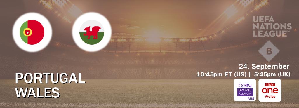 You can watch game live between Portugal and Wales on beIN Sports Connect(AU) and BBC One Wales(UK).