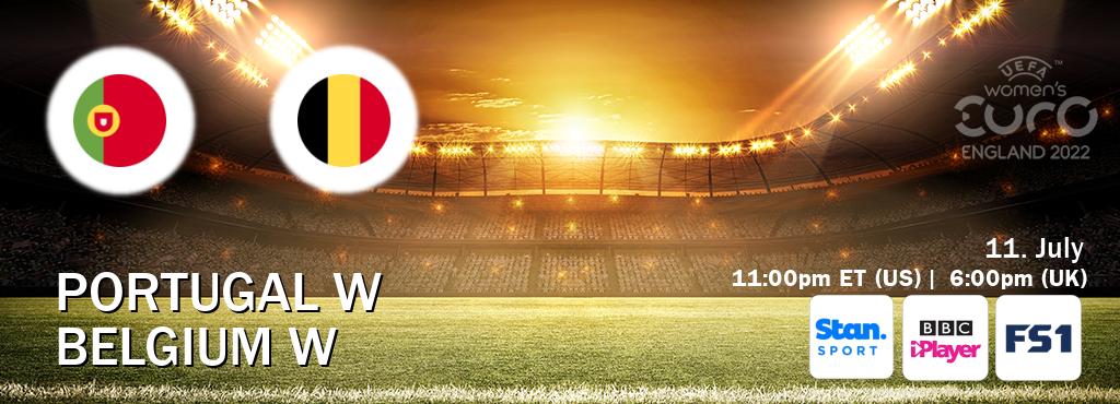 You can watch game live between Portugal W and Belgium W on Stan Sport(AU), BBC iPlayer(UK), FOX Sports 1(US). You can watch game live between Portugal W and Belgium W on Stan Sport(AU), BBC iPlayer(UK), FOX Sports 1(US).