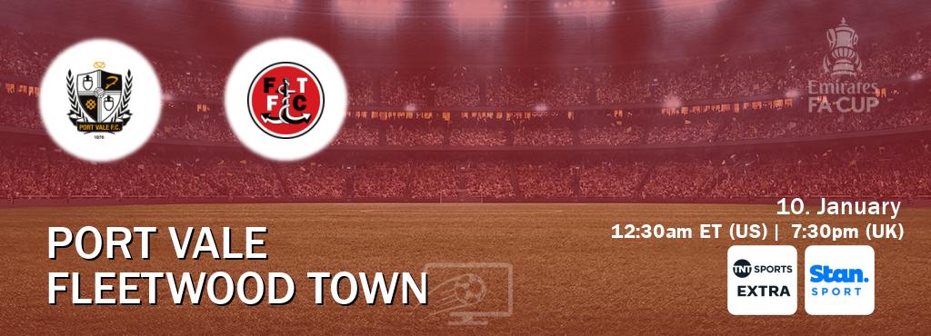 You can watch game live between Port Vale and Fleetwood Town on TNT Sports Extra(UK) and Stan Sport(AU). You can watch game live between Port Vale and Fleetwood Town on TNT Sports Extra(UK) and Stan Sport(AU).