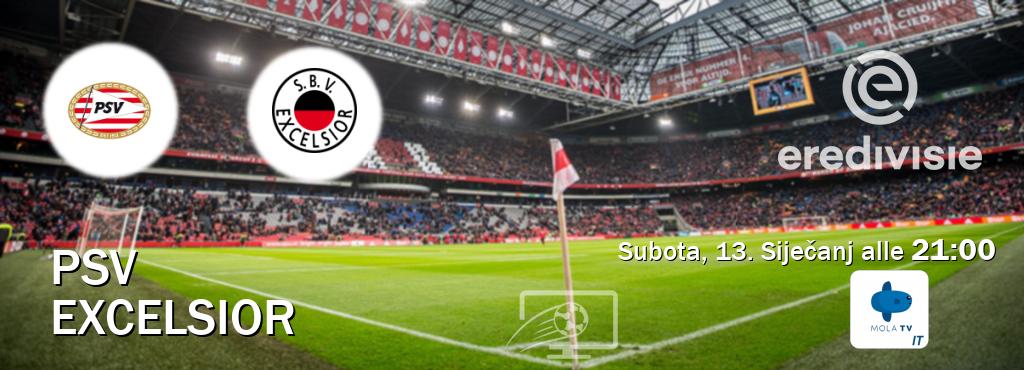 Il match PSV - Excelsior sarà trasmesso in diretta TV su Mola TV Italia (ore 21:00)