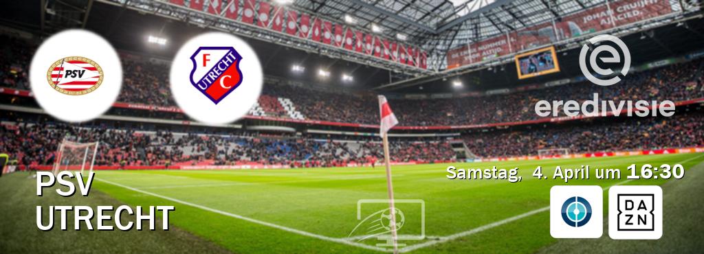 Das Spiel zwischen PSV und Utrecht wird am Samstag, 4. April um 16:30, live vom Sportdigital FUSSBALL und DAZN übertragen. Das Spiel zwischen PSV und Utrecht wird am Samstag, 4. April um 16:30, live vom Sportdigital FUSSBALL und DAZN übertragen.