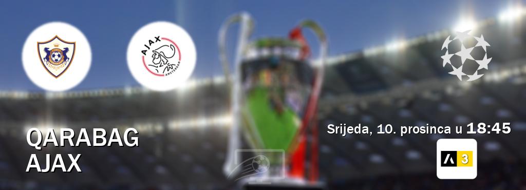 Izravni prijenos utakmice Qarabag i Ajax pratite uživo na Arena Sport 3 (srijeda, 10. prosinca u 18:45). Izravni prijenos utakmice Qarabag i Ajax pratite uživo na Arena Sport 3 (srijeda, 10. prosinca u 18:45).