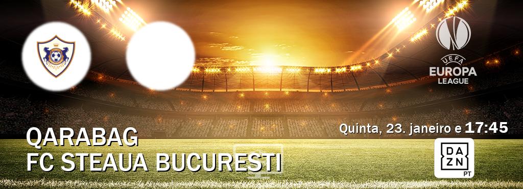 Jogo entre Qarabag e FC Steaua Bucuresti tem emissão DAZN (quinta, 23. janeiro e  17:45).