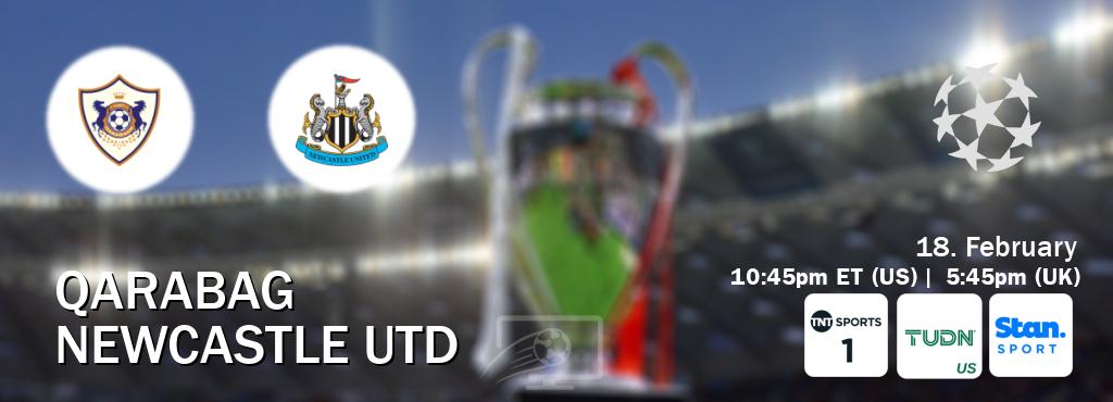 You can watch game live between Qarabag and Newcastle Utd on TNT Sports 1(UK), TUDN(US), Stan Sport(AU). You can watch game live between Qarabag and Newcastle Utd on TNT Sports 1(UK), TUDN(US), Stan Sport(AU).