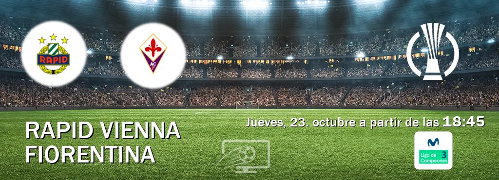 El partido entre Rapid Vienna y Fiorentina será retransmitido por Movistar Liga de Campeones 3 (jueves, 23. octubre a partir de las 18:45). El partido entre Rapid Vienna y Fiorentina será retransmitido por Movistar Liga de Campeones 3 (jueves, 23. octubre a partir de las 18:45).