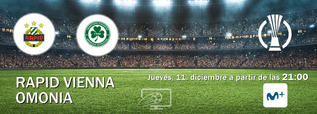 El partido entre Rapid Vienna y Omonia será retransmitido por Movistar Liga de Campeones  (jueves, 11. diciembre a partir de las  21:00).