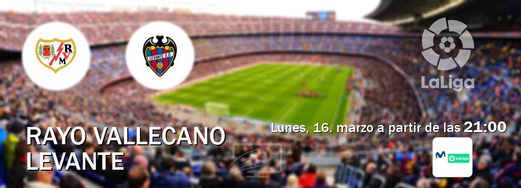 El partido entre Rayo Vallecano y Levante será retransmitido por M. LaLiga (lunes, 16. marzo a partir de las  21:00).