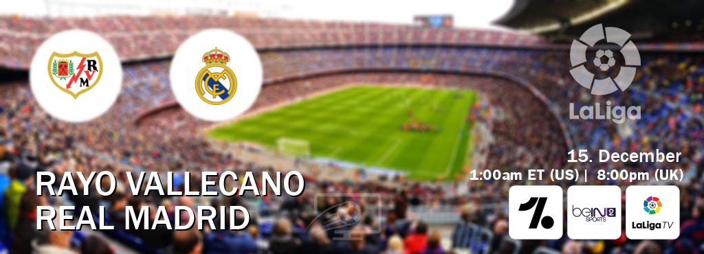 You can watch game live between Rayo Vallecano and Real Madrid on OneFootball, beIN SPORTS 2(AU), LaLiga TV(UK).