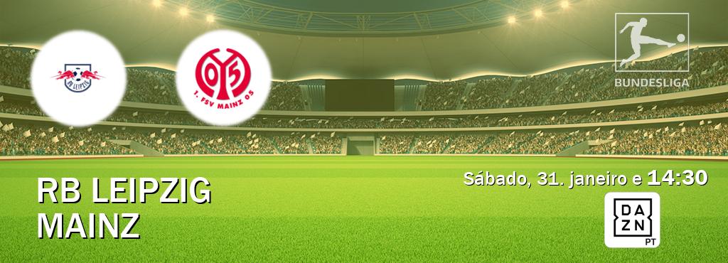 Jogo entre RB Leipzig e Mainz tem emissão DAZN (sábado, 31. janeiro e  14:30).