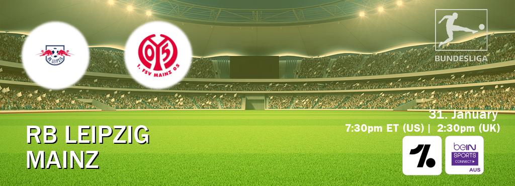 You can watch game live between RB Leipzig and Mainz on OneFootball and beIN Sports Connect(AU).